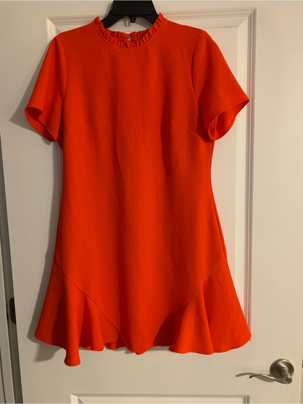 CeCe Bright Orange Ruffle-Hem Mini Dress